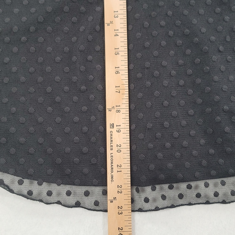 Ann Taylor Blouse Women Lined Black Swiss Dot Mesh 3/4 Sleeve Zipper Back XL - Picture 4 of 11